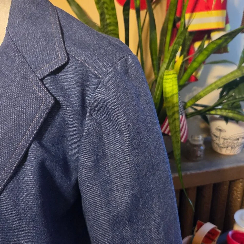 Vintage 70s Ship’n Shore Denim Look Blazer USA Made ILGWU Size 6 Small